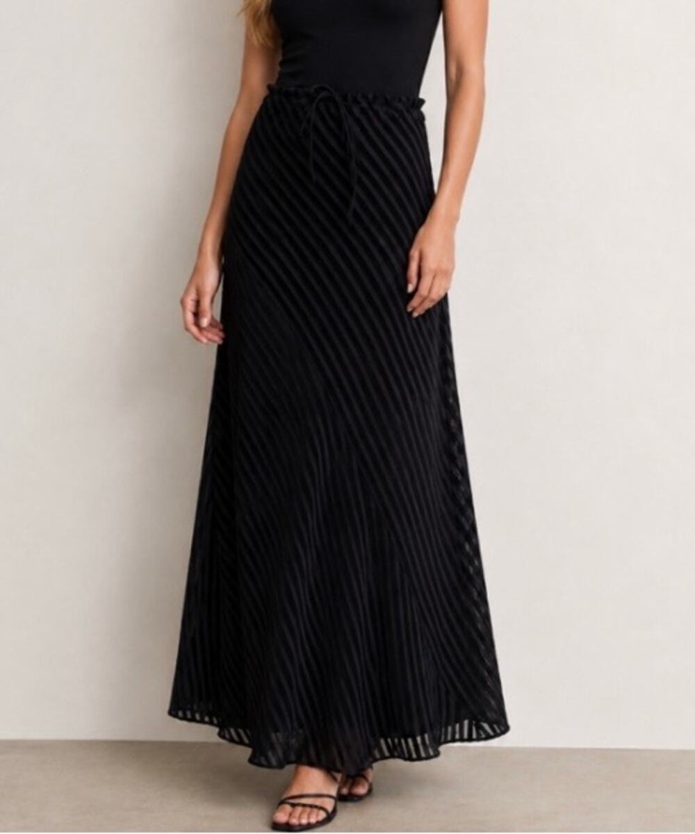Anthropologie Odille Skirt Maxi Black Size 0 Velvet Trim Whimsigoth Vintage